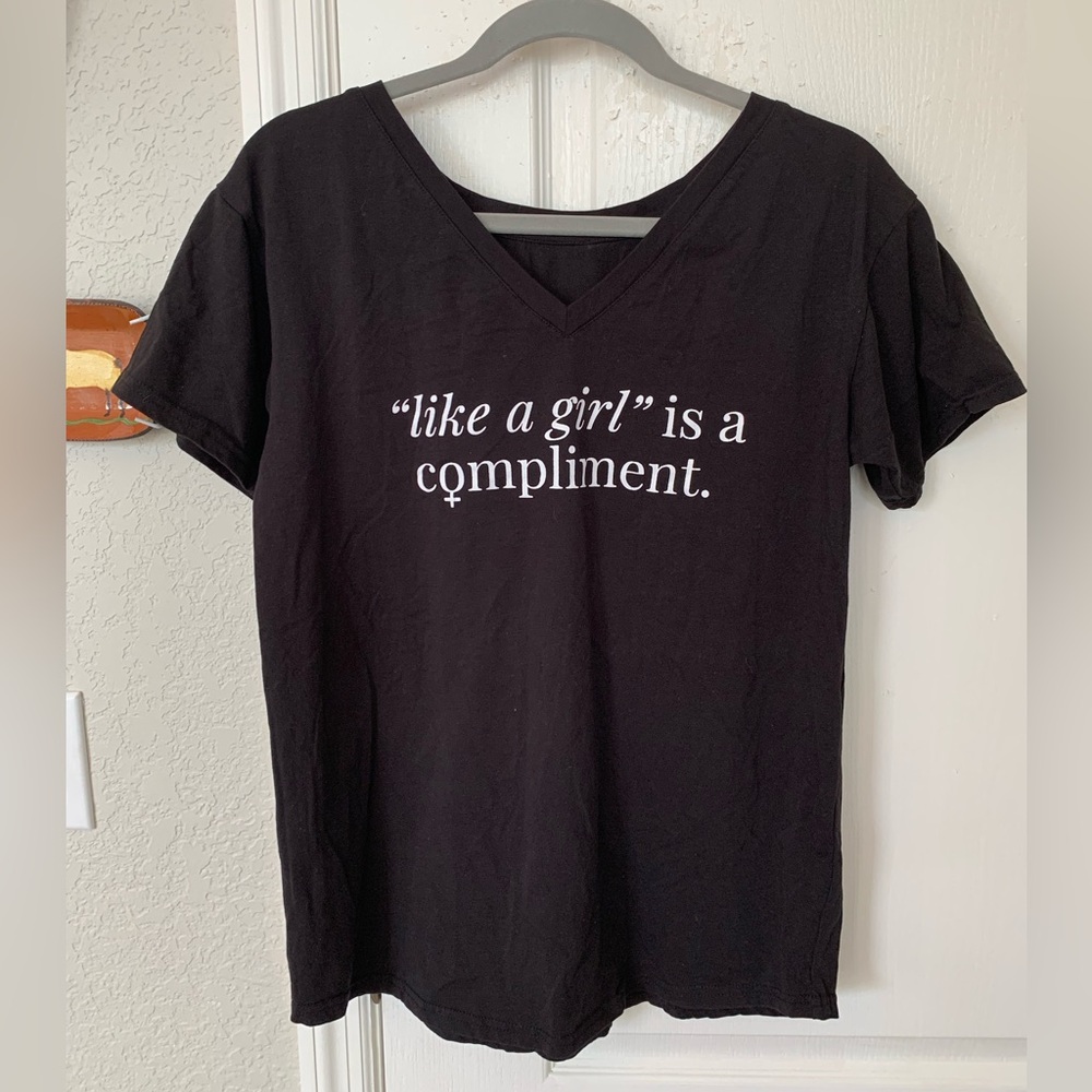 Sseko “Like A Girl” Black T-Shirt, Size M